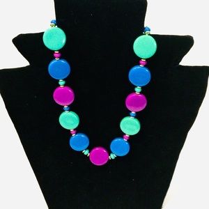 Vintage Acrylic Necklace. New Clasp purple blue